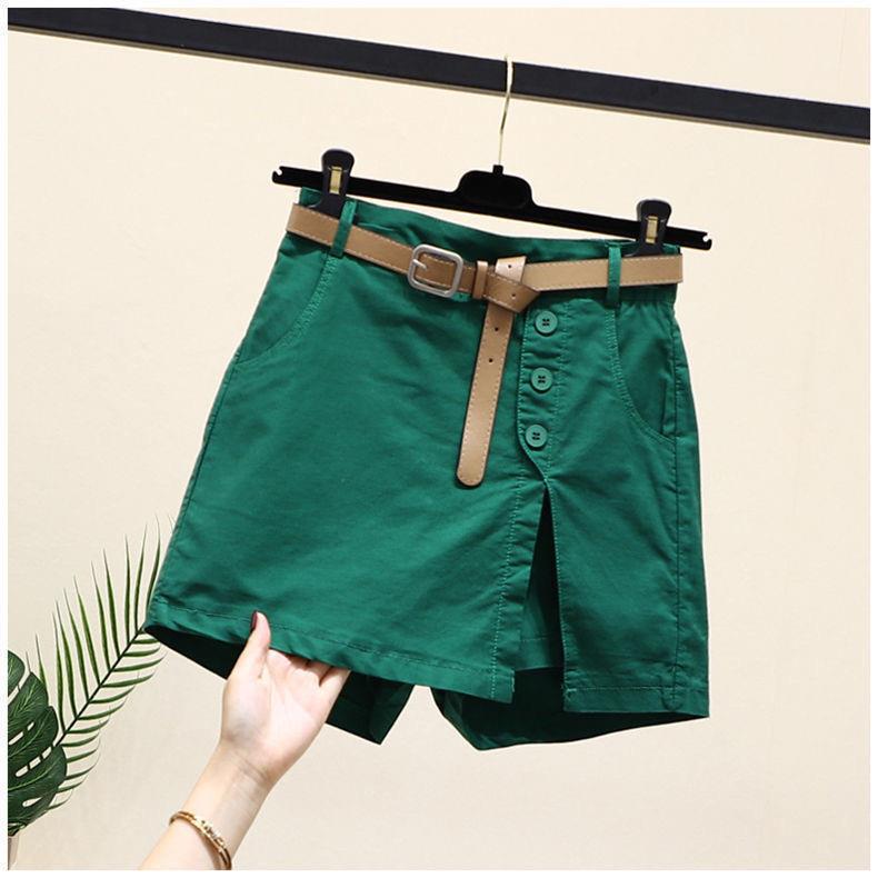 Fusta pantalon Henrietta verde din bumbac