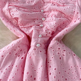 Rochie Finna cu broderie si nasturi perla