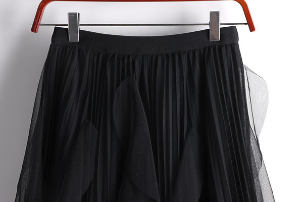 Fusta Angeline neagra cu croi asimetric