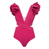 Set Minda roz compus din costum de baie si fusta lunga vaporoasa