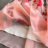 Rochie Elisia cu volanase, imprimeu floral, curea inclusa
