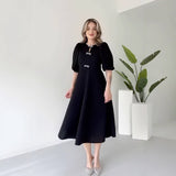 Rochie Parisa cu maneci bufante si fundite argintii