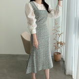 Rochie Sanda albastra din tweed