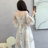 Rochie Fauna cu imprimeu floral si nasturi imbracati