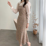 Rochie Sanda maro din tweed