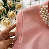 Rochie tricotata Borra cu perle la gat