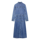 Rochie Abby din denim cu buzunare functionale