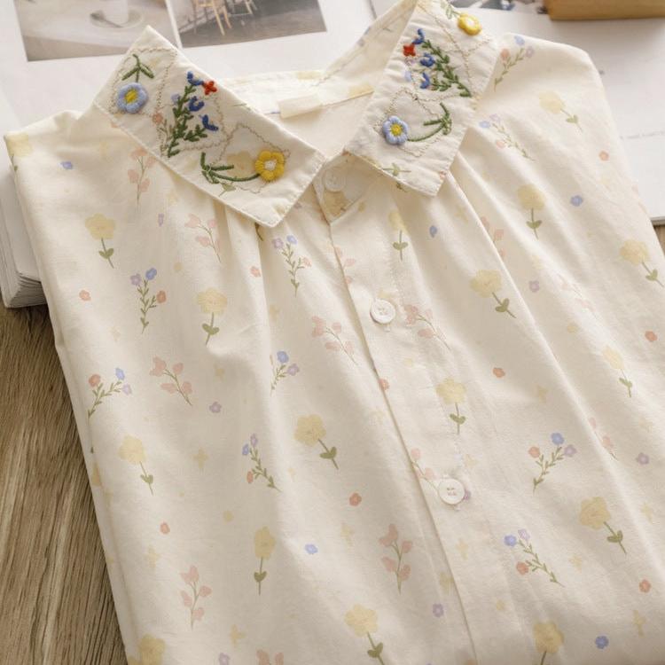 Camasa Antonette cu broderie florala la guler