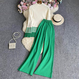 Compleu Magdy verde compus din bluza si pantaloni