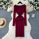 Rochie Mella din tricot reiat cu guler