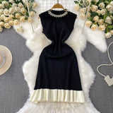 Rochie tricotata Borra cu perle la gat