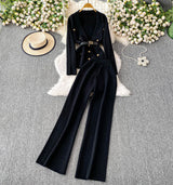 Compleu Emyra din tricot compus din jerseu si pantaloni