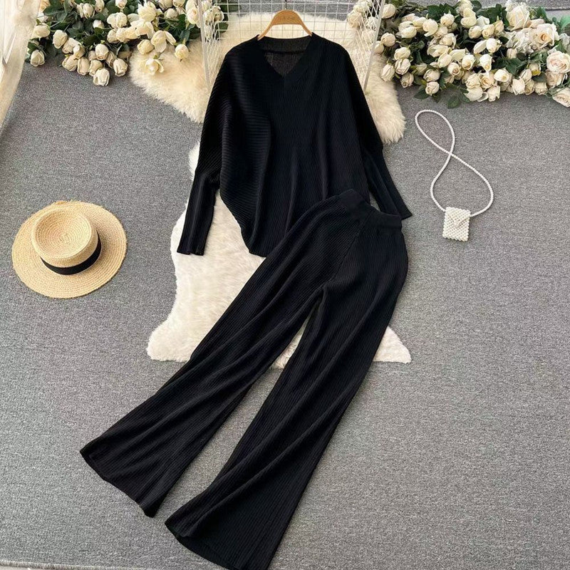 Set Kay negru compus din doua piese din tricot