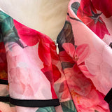 Rochie Elisia cu volanase, imprimeu floral, curea inclusa