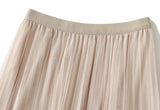 Fusta Perllis bej din tulle accesorizata cu perle