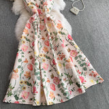 Rochie midi Vadya cu pliuri si imprimeu floral