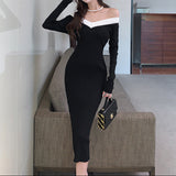 Rochie Malena din tricot cu decolteu barcuta