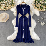 Rochie Aivora din tricot cu decolteu in V