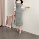 Rochie Sanda albastra din tweed