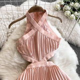 Rochie plisata Oranj, cu decupaje