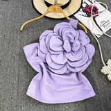 Top Cosima mov cu umar gol si floare tridimensionala