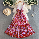 Rochie Monda, imprimeu floral si bretele subtiri