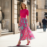 Fusta midi Ralys cu imprimeu floral