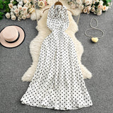 Rochie maxi Dotty cu imprimeu buline si spatele gol