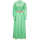 Rochie Silvetta verde cu imprimeu buline si curea