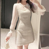 Rochie mini Raquel din tweed si maneci din chiffon