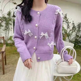 Cardigan Rivenna tricotat cu fundite din organza