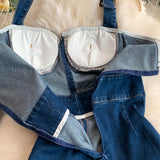 Rochie mulata Koca din denim, cu crapatura in fata