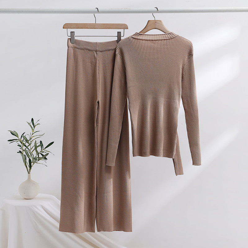 Set Mandinga bej compus din pantaloni si bluza