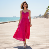 Rochie Finna cu broderie si nasturi perla