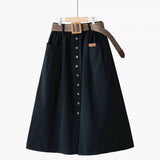 Fusta Benia cu croi in A si curea impletita