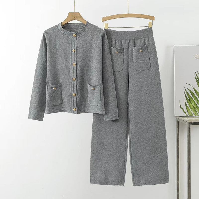 Set Jessy gri compus din jerseu si pantaloni