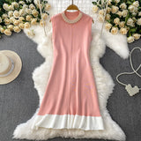 Rochie tricotata Borra cu perle la gat