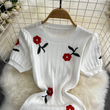 Rochie tricotata Rossy cu flori brodate