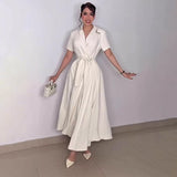 Rochie Ciello cu revere si cordon in talie
