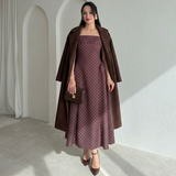 Rochie midi Esfera cu umeri goi, imprimeu buline
