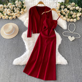 Set Jatka compus din cardigan si rochie din tricot moale
