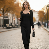 Set Jatka compus din cardigan si rochie din tricot moale