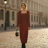 Set Jatka compus din cardigan si rochie din tricot moale