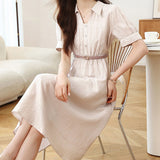 Rochie Azena cu talie accentuata prin curea