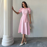 Rochie Eseld cu nasturi decoratisi decolteu petrecut