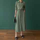 Rochie midi Tunis, tip camasa, cu snur in talie