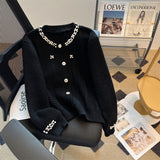 Jerseu Fancy din tricot cu perle si nasturi eleganti