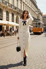 Rochie Jammia din tricot cu decolteu in V decorat cu funda