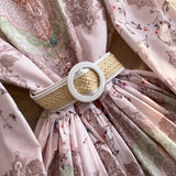 Rochie maxi Rammy cu imprimeu floral si curea in talie