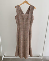 Rochie Sanda maro din tweed